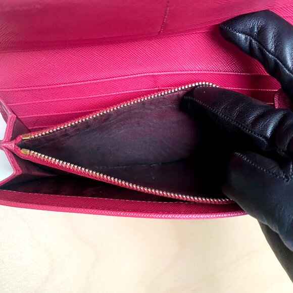 Prada Pink Saffiano Leather Flap Long Wallet with Bow - Picture 5 of 11